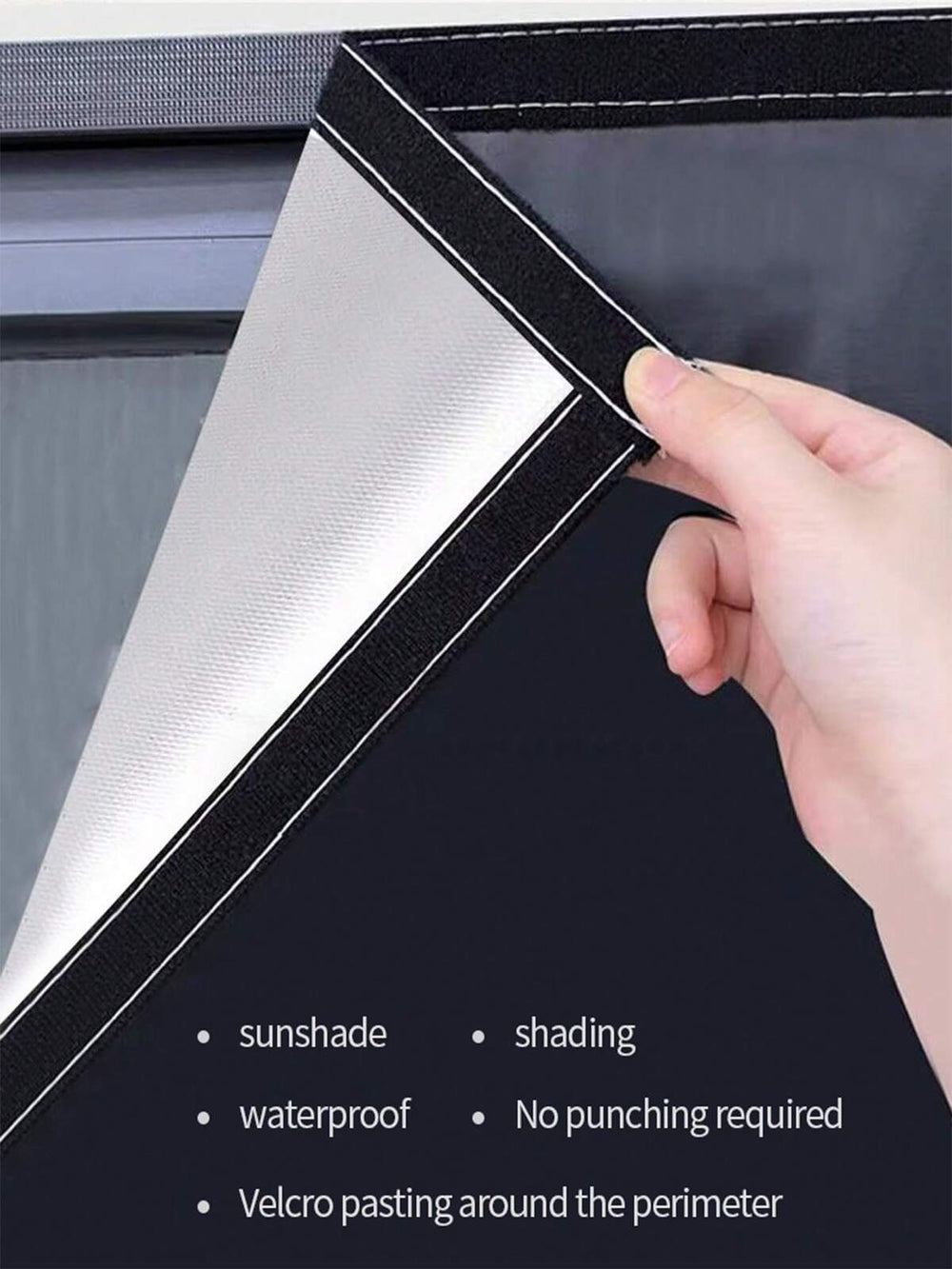 1pc Black Adhesive Full Blackout Curtain, Self-Stick Window Shades, Heat Insulation & Sun Blocking, Easy Installation Without Drilling, 2025 New Edition