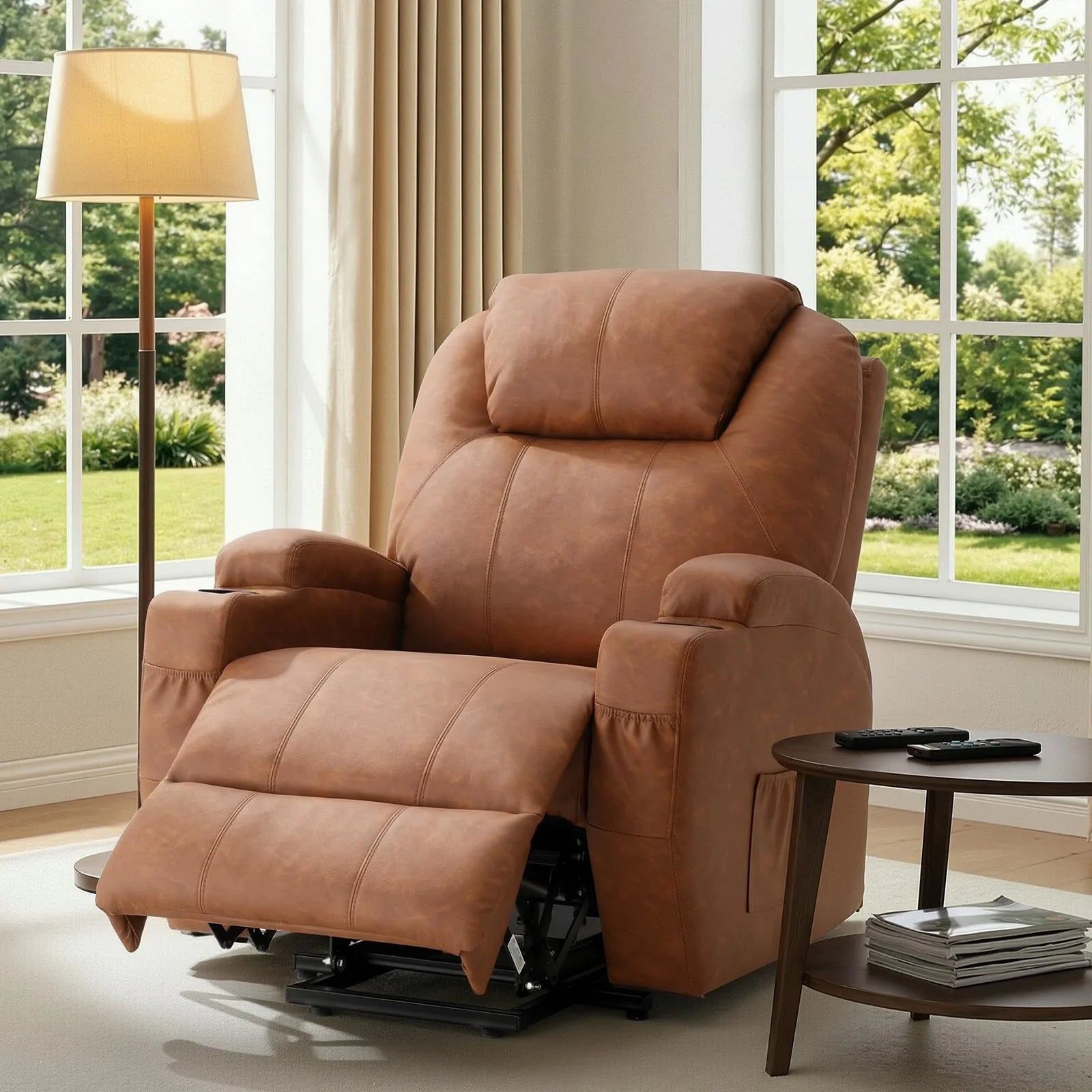 AECOJOY Power Lift Recliner Chair, Recliner Chair for Elderly with Massage and Heat, Brown