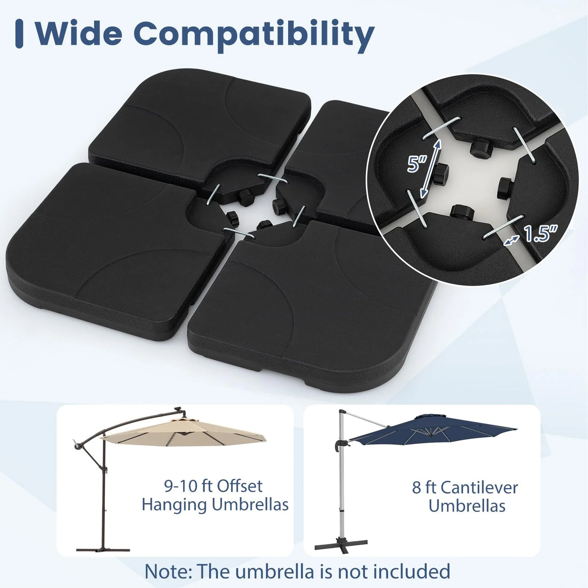 Tangkula 4 Piece 164 Lbs Umbrella Base for Patio